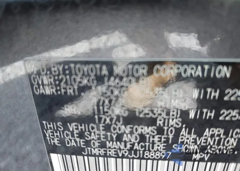 2018 Toyota Rav4 Adventure/Xle из США, поврежденный, VIN JTMRFREV9JJ188897